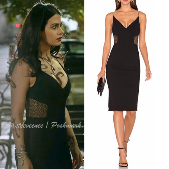 Nicholas Black Crepe Insert Dress ASO Isabelle Lightwood - Picture 2 of 15